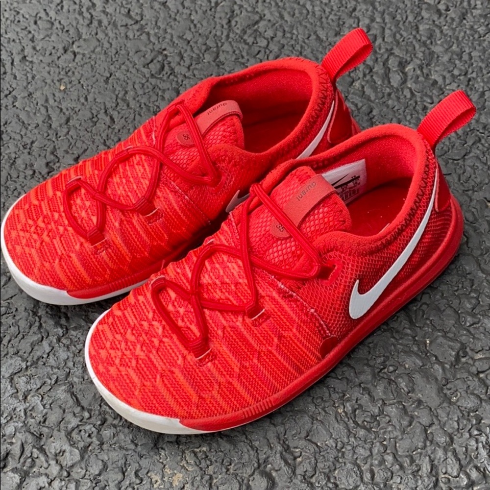 NIKE KD 10 size 10 toddler red and white